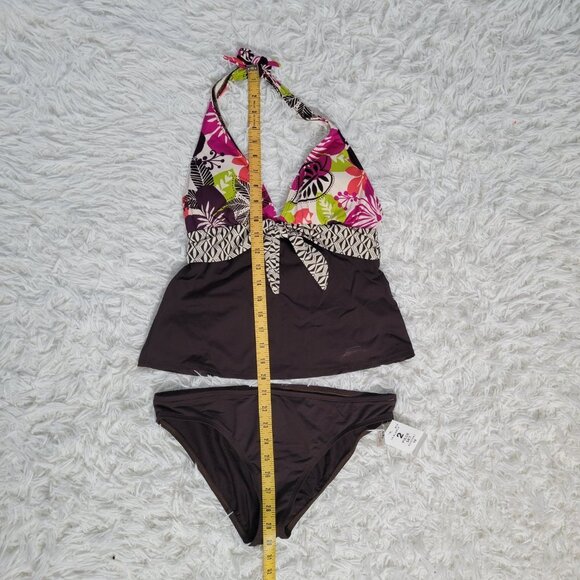 NWT La Blanca Brown Floral 2-Piece Tankini Set - Size 10 - Picture 12 of 13